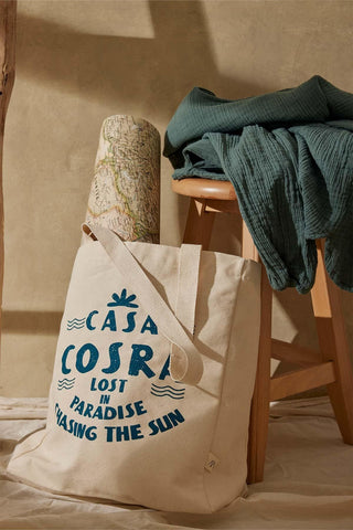 Printed Canvas Bag Casa Teal