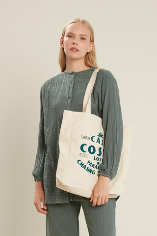 Printed Canvas Bag Casa Teal