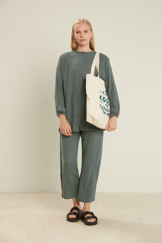 Baskılı Kanvas Çanta Casa Teal