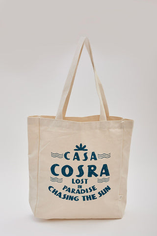 Printed Canvas Bag Casa Teal