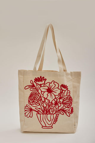 Printed Canvas Bag Flower Red