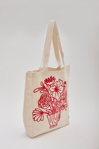 Printed Canvas Bag Flower Red