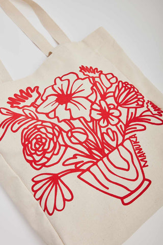 Printed Canvas Bag Flower Red