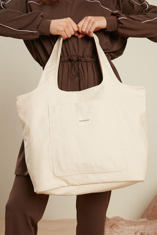 Canvas Bag With Large Pockets Beige