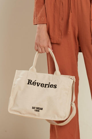 Embroidered Canvas Bag Natural