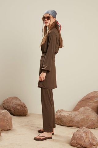 Straight Leg Modest Swimwear Trousers Brown