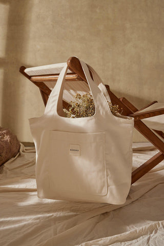 Canvas Bag With Large Pockets Beige