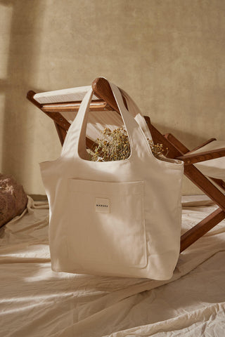 Canvas Bag With Large Pockets Beige