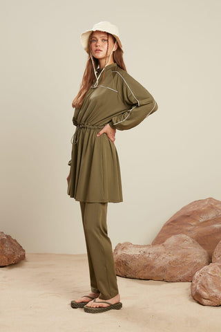 Straight Leg Modest Swimwear Trousers Khaki