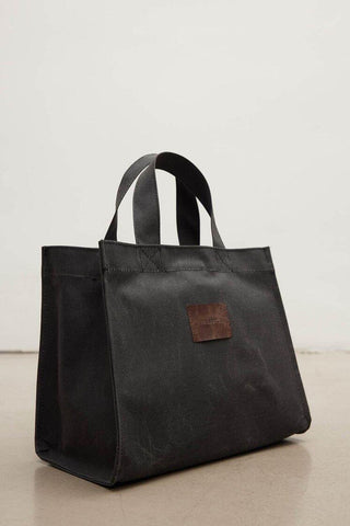 Faded Effect Small Canvas Bag Black