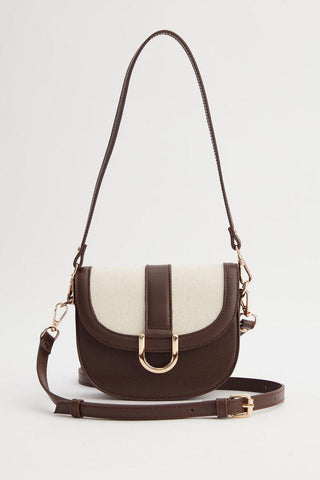 Buckle Detail Canvas Bag Brown