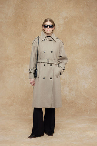 Throat Latch Trench Coat Mink