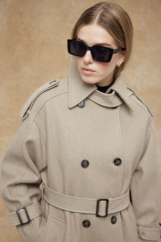 Throat Latch Trench Coat Mink