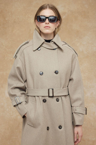 Throat Latch Trench Coat Mink