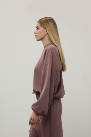 Short Sweatshirt With Drawstrings Damson