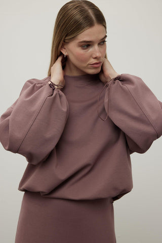 Short Sweatshirt With Drawstrings Damson