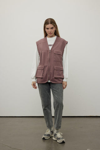 Comfortable Fit Vest With Pockets Damson