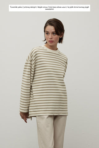 Striped Sweatshirt Camel