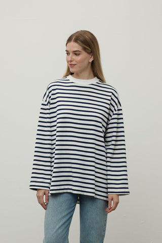 Striped Sweatshirt Navy Blue