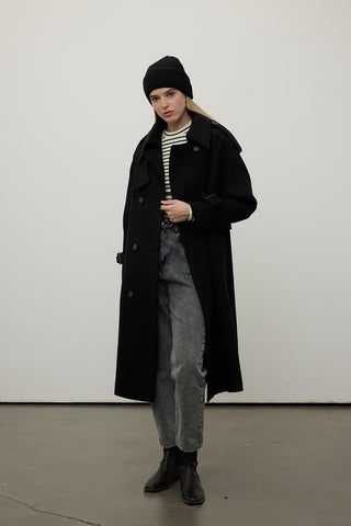 Throat Latch Trench Coat Black