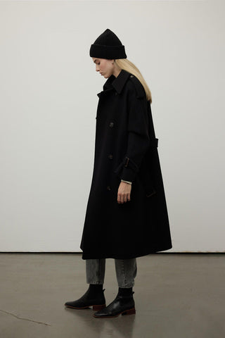 Throat Latch Trench Coat Black