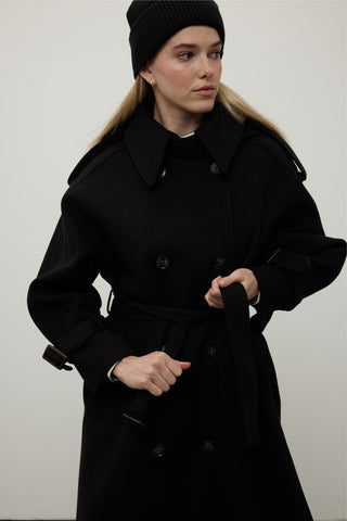 Throat Latch Trench Coat Black