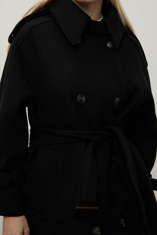 Throat Latch Trench Coat Black