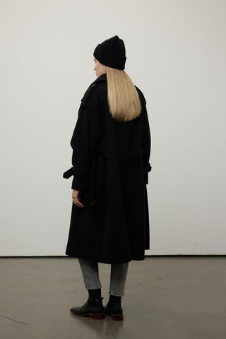 Throat Latch Trench Coat Black