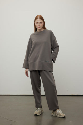 Stich Detailed Comfy Sweatshirt Anthracite