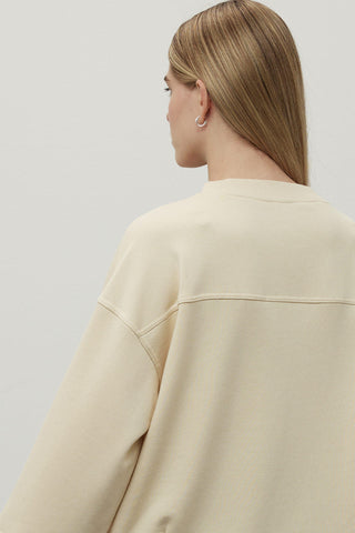 Stich Detailed Comfy Sweatshirt Beige