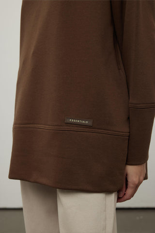 Stich Detailed Comfy Sweatshirt Brown