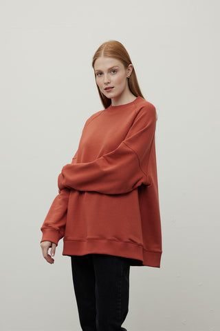 Raglan Sleeve Oversized Sweatshirt Copper