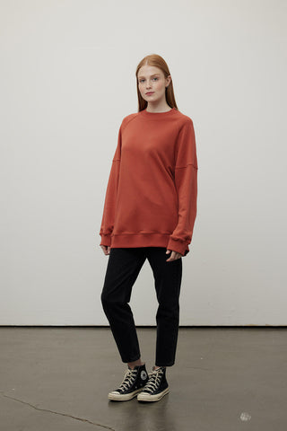 Raglan Sleeve Oversized Sweatshirt Copper