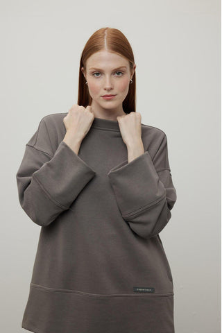 Stich Detailed Comfy Sweatshirt Anthracite