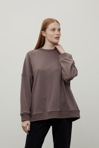 Oversize Ribbed Sweatshirt Damson