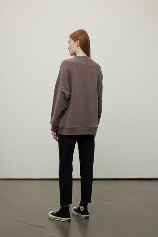 Oversize Ribbed Sweatshirt Damson