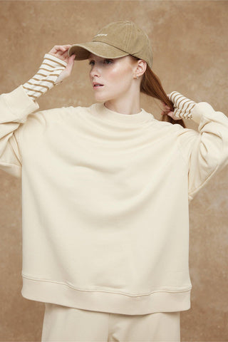 Oversize Ribbed Sweatshirt Beige