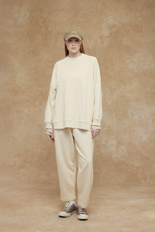 Oversize Ribbed Sweatshirt Beige