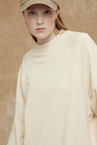 Oversize Ribbed Sweatshirt Beige