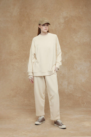 Oversize Ribbed Sweatshirt Beige