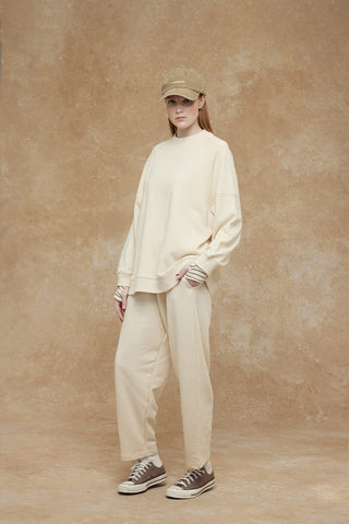 Oversize Ribbed Sweatshirt Beige