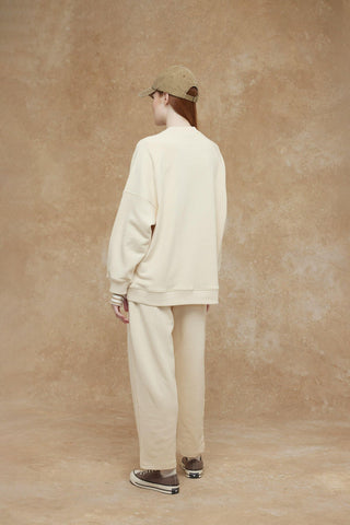 Oversize Ribbed Sweatshirt Beige