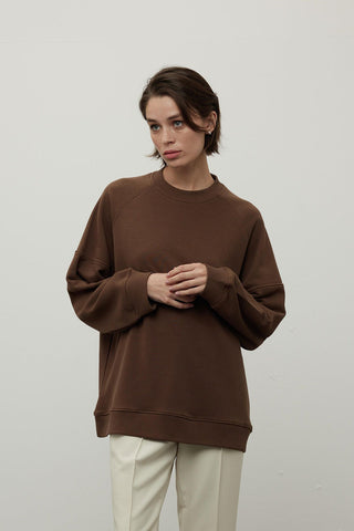 Oversize Ri̇banali Sweatshirt Kahverengi̇