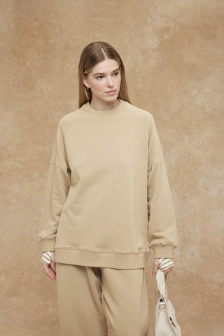 Oversize Ribbed Sweatshirt Camel