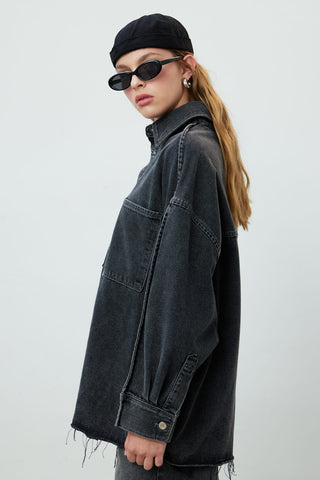 Oversize Denim Shirt Jacket Anthracite