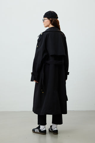 Pocket Detailed Trench Coat Black