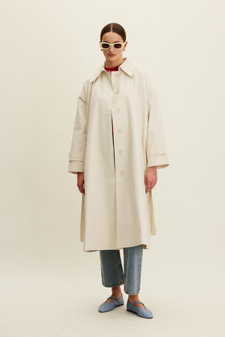 Oversized Belted Gabardine Trench Yellow