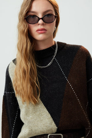 Baklava Pattern Knitwear Sweater Brown