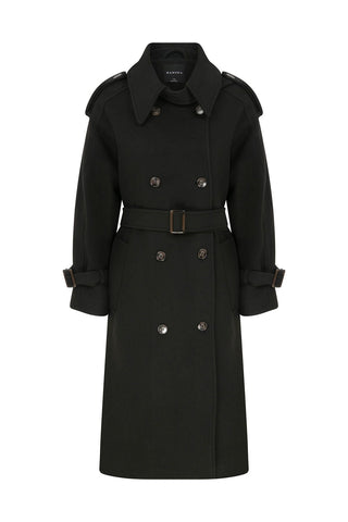 Throat Latch Trench Coat Black