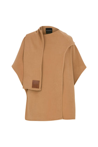 Scarf Detail Cachet Poncho Camel